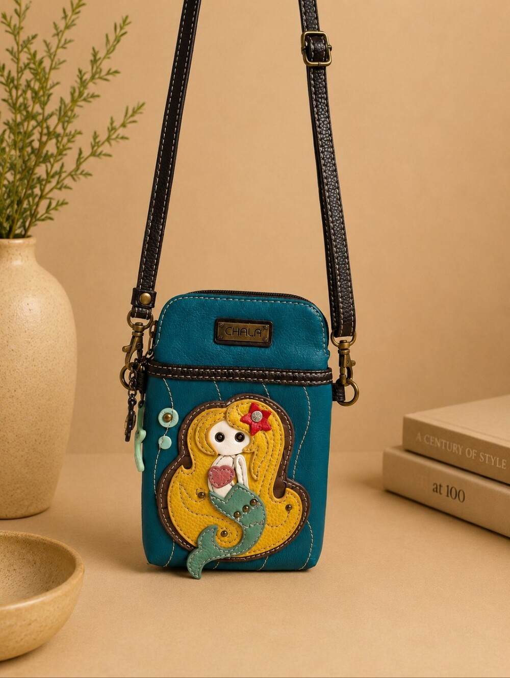 Chala Mermaid Cell Phone Crossbody Teal Convertible Mini Bag